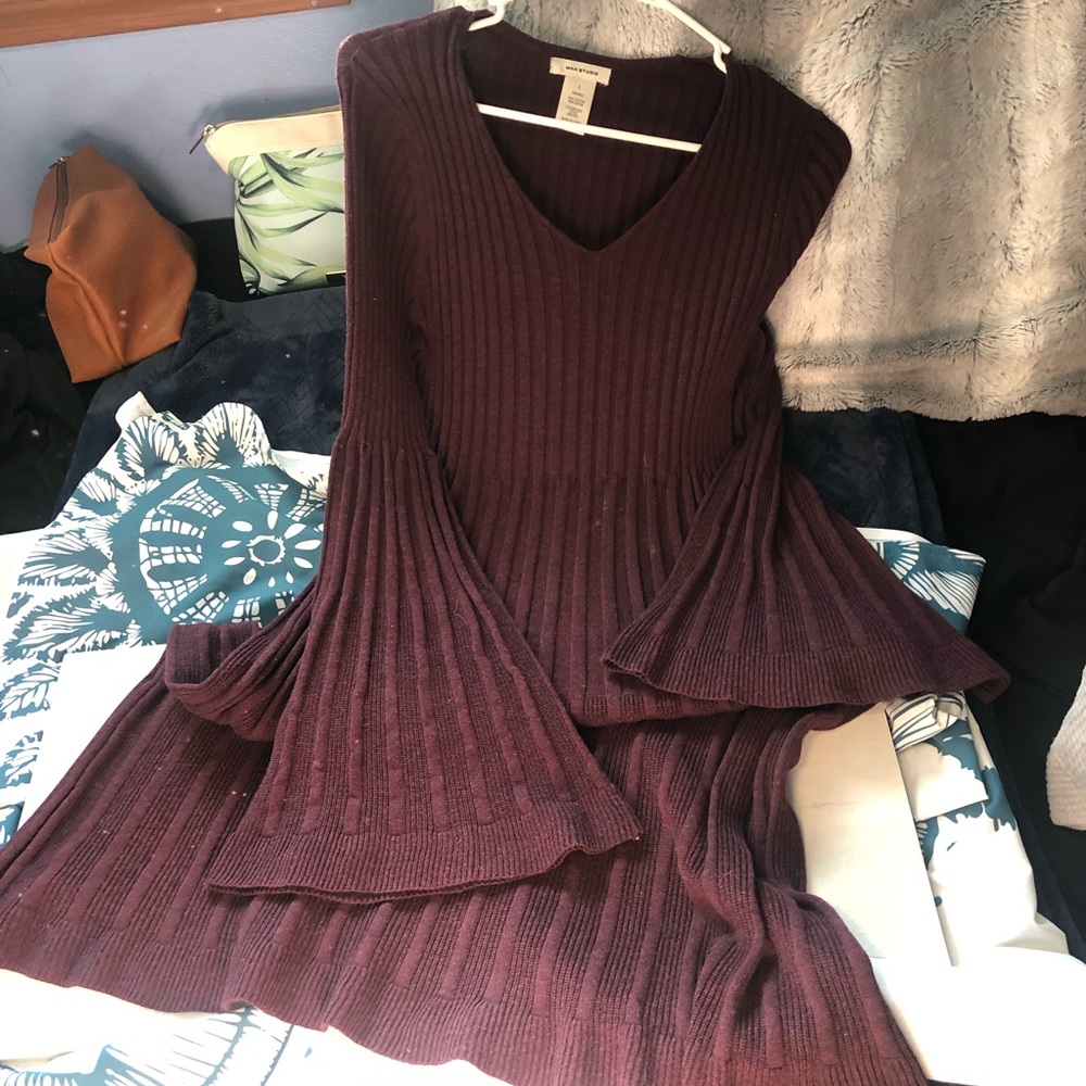 Sweater dress ribbed purple